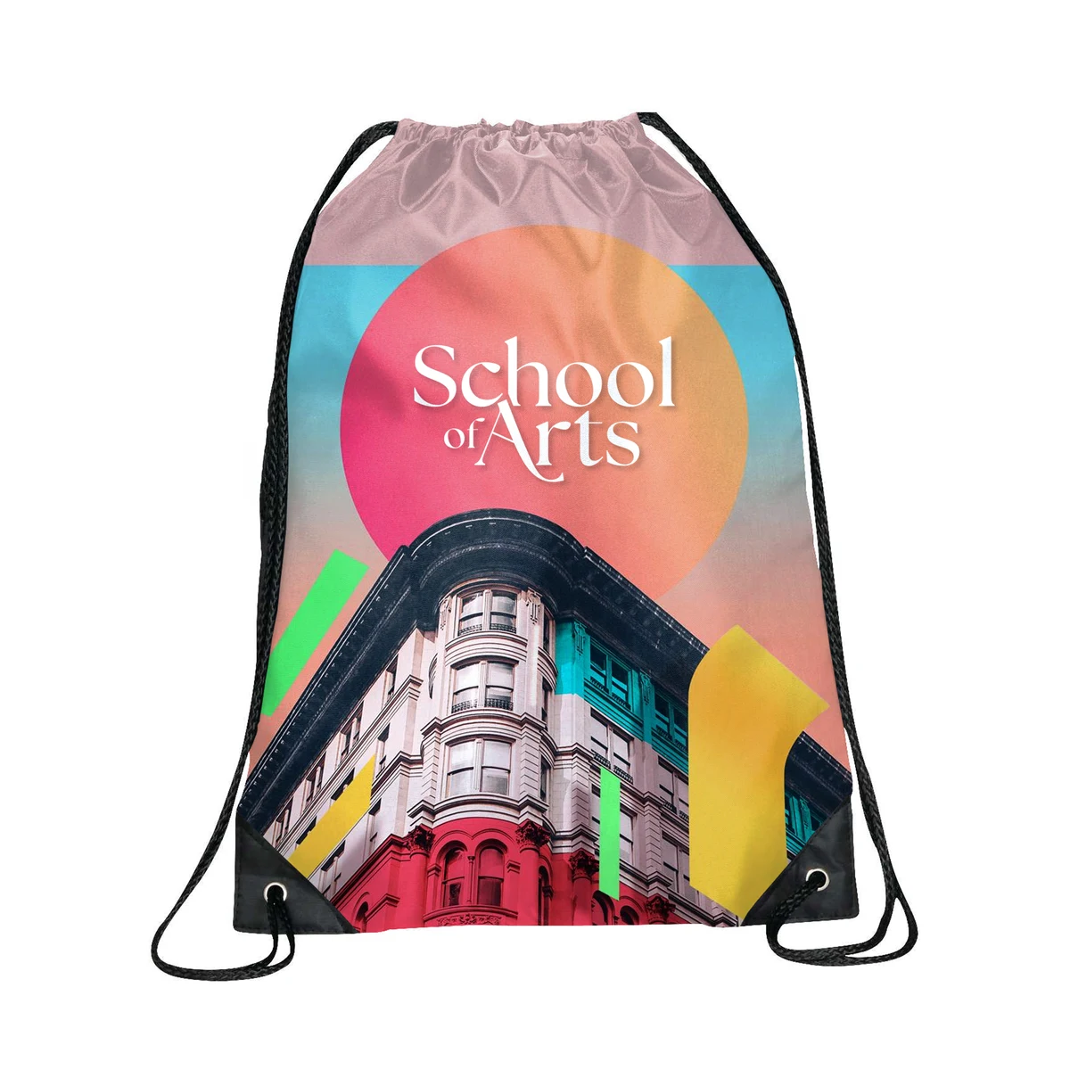 18"x13.5" Custom Drawstring Backpack - Full Covrage Digital Print 1