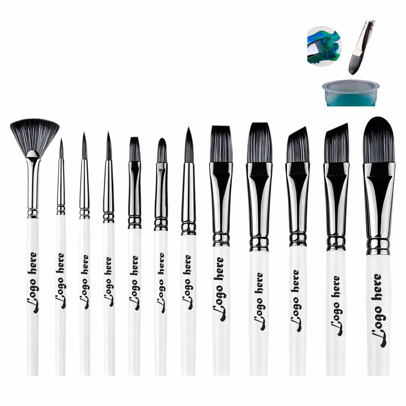 12 Piece Nylon Bristle Acrylic Paint Brush Set