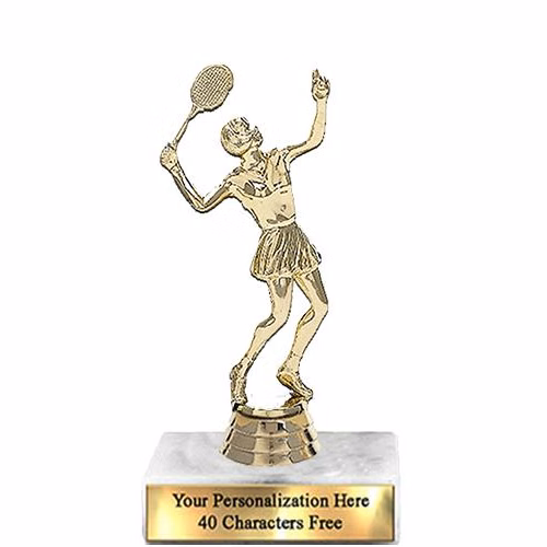 Trophy: 7", 2x3 white marble base, Tennis Female G