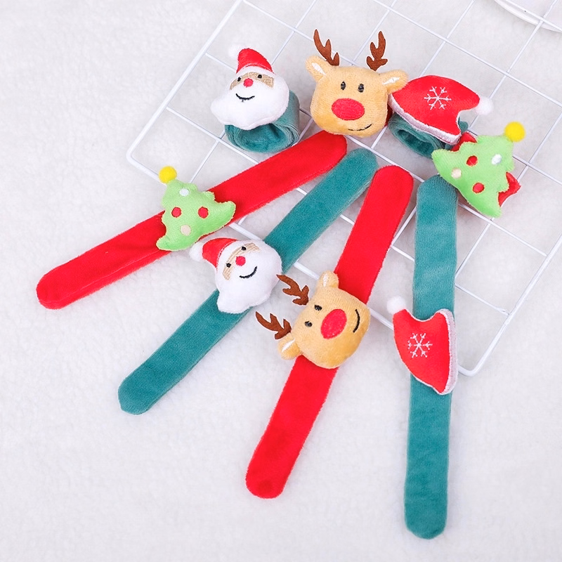 Santa Claus Tree Reindeer Hat Wristband Slap Bracelet