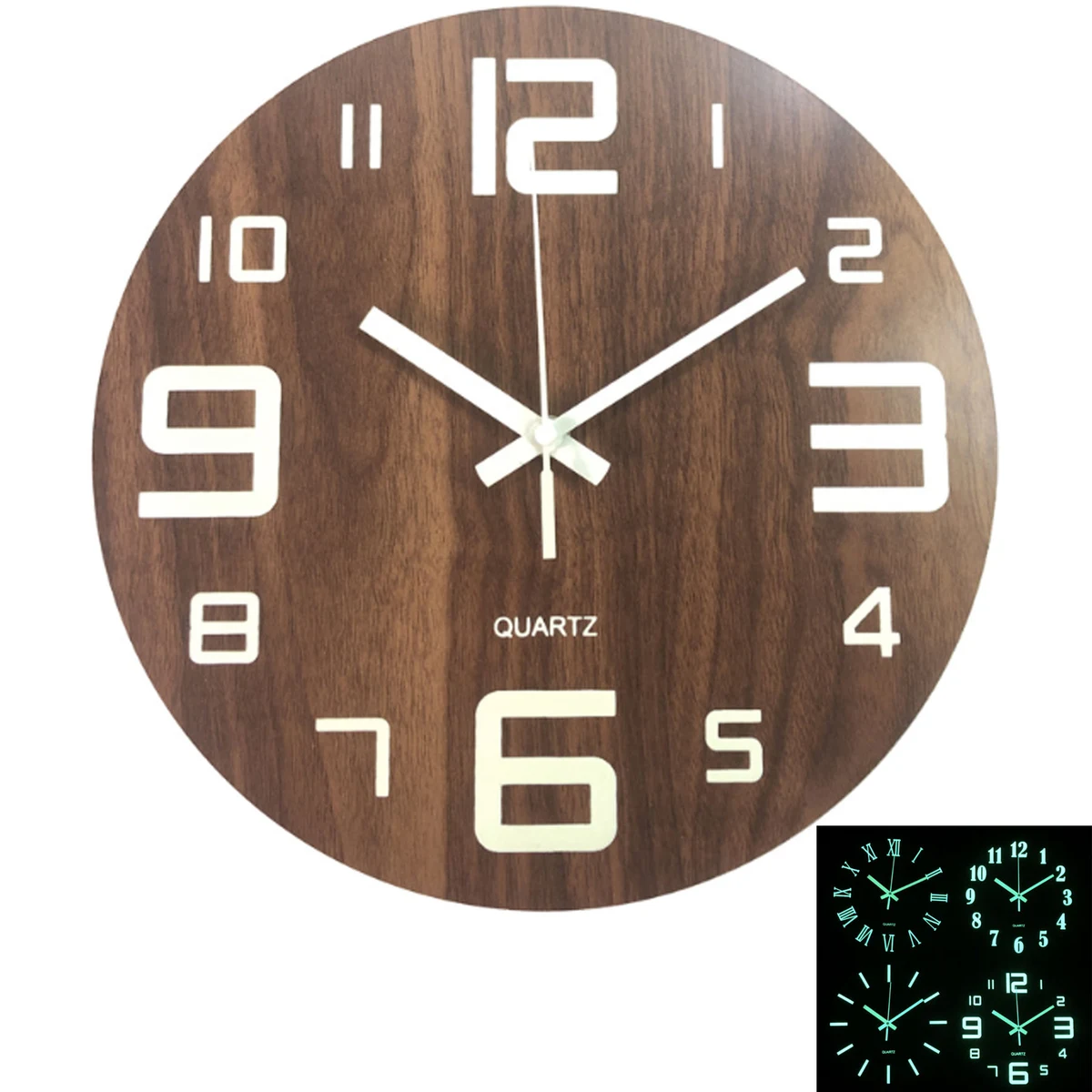 Night Light Function Silent Round Wall Clock 1
