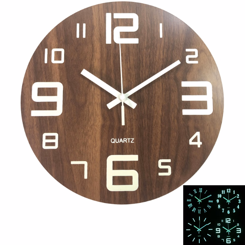 Night Light Function Silent Round Wall Clock
