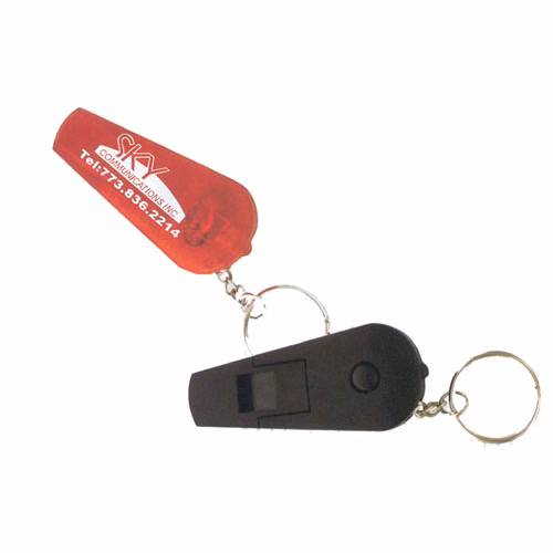 Safety Whistle w/Red LED Light Key Chain