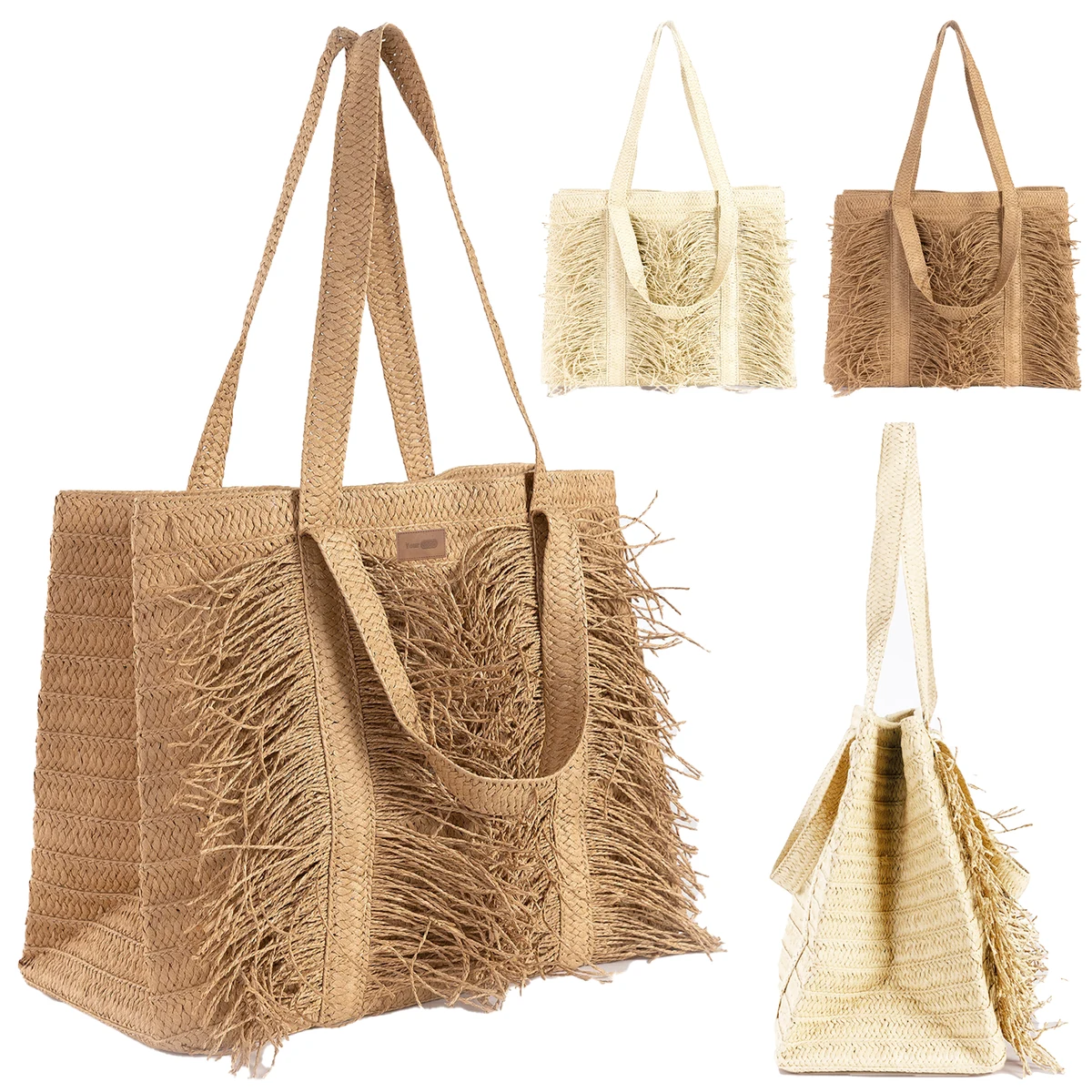 Straw Tassel Woven Women's Bag, custom tote bag with logo imprint 1