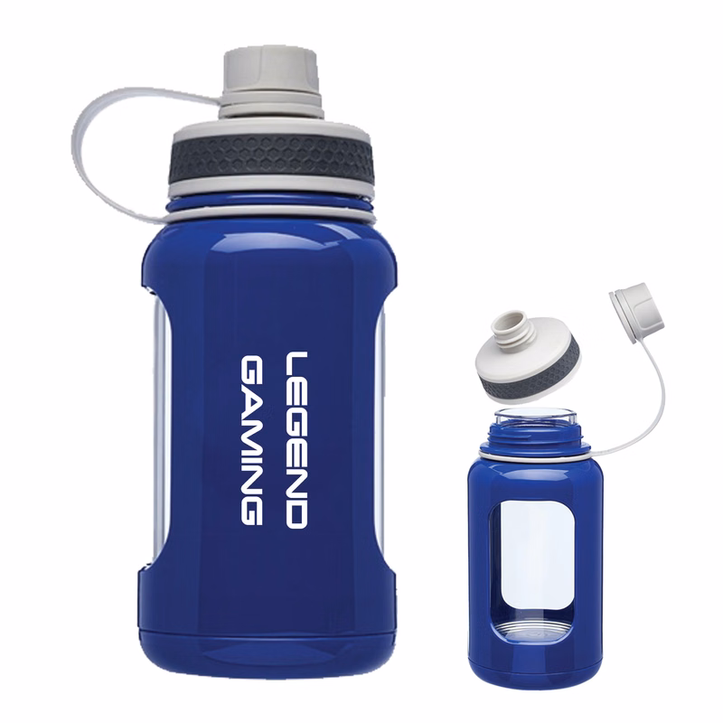 Glass Exhibition Water Bottle - Silicon Body And Kangaroo Cap, 22 Oz.