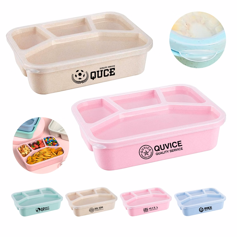 4-Compartment Wheat Straw Bento Lunch Box