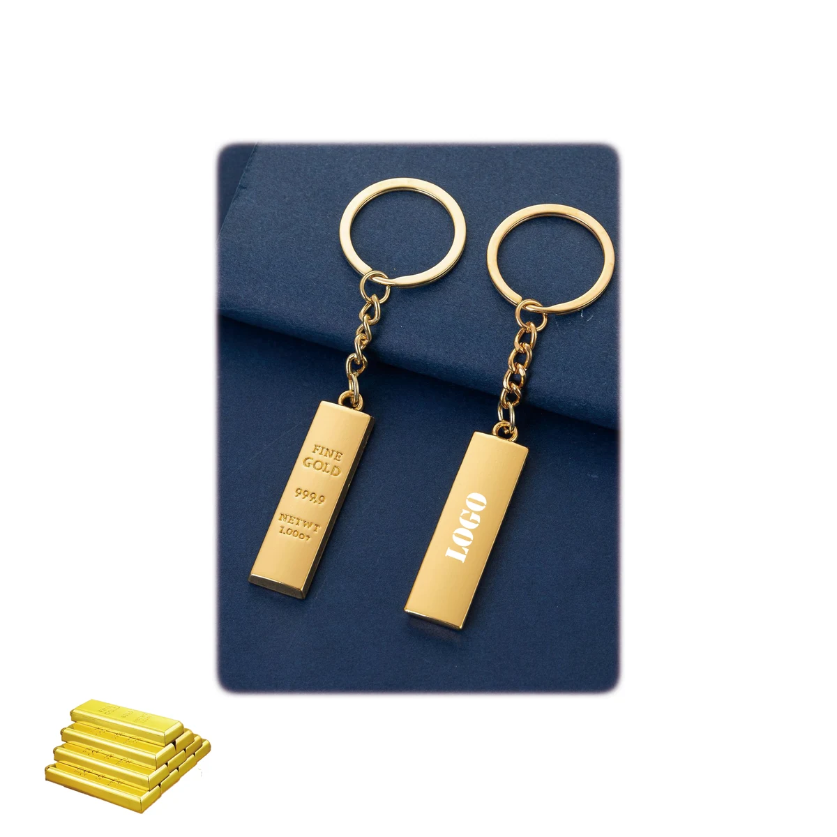 Gold Bar Shaped Keychain 1