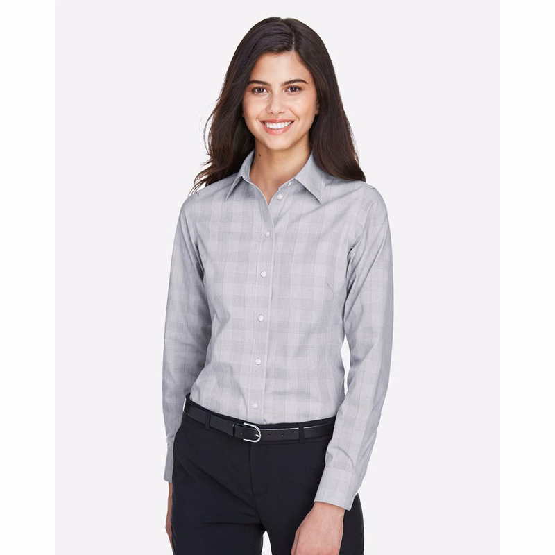 Women's Crown Collection® Glen Plaid Woven Dress Shirt - DG520W