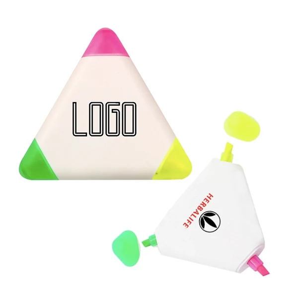 Custom Triangle 3 Color Highlighter Pen — Back-to-School Writing Accessory 1