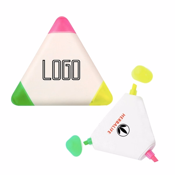 Custom Triangle 3 Color Highlighter Pen — Back-to-School Writing Accessory