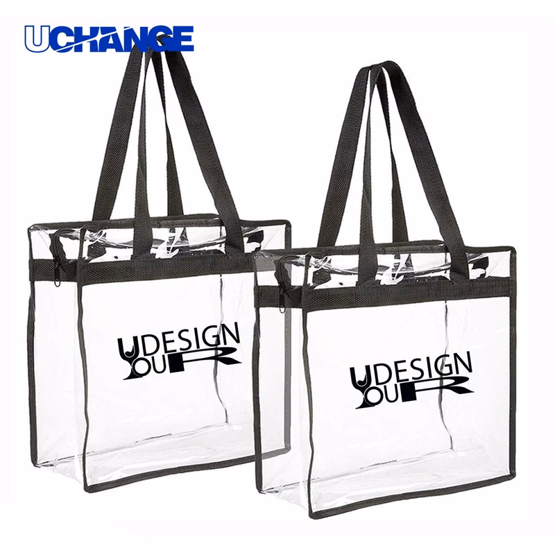 Large Transparent Tote Bag with Zipper and Handles