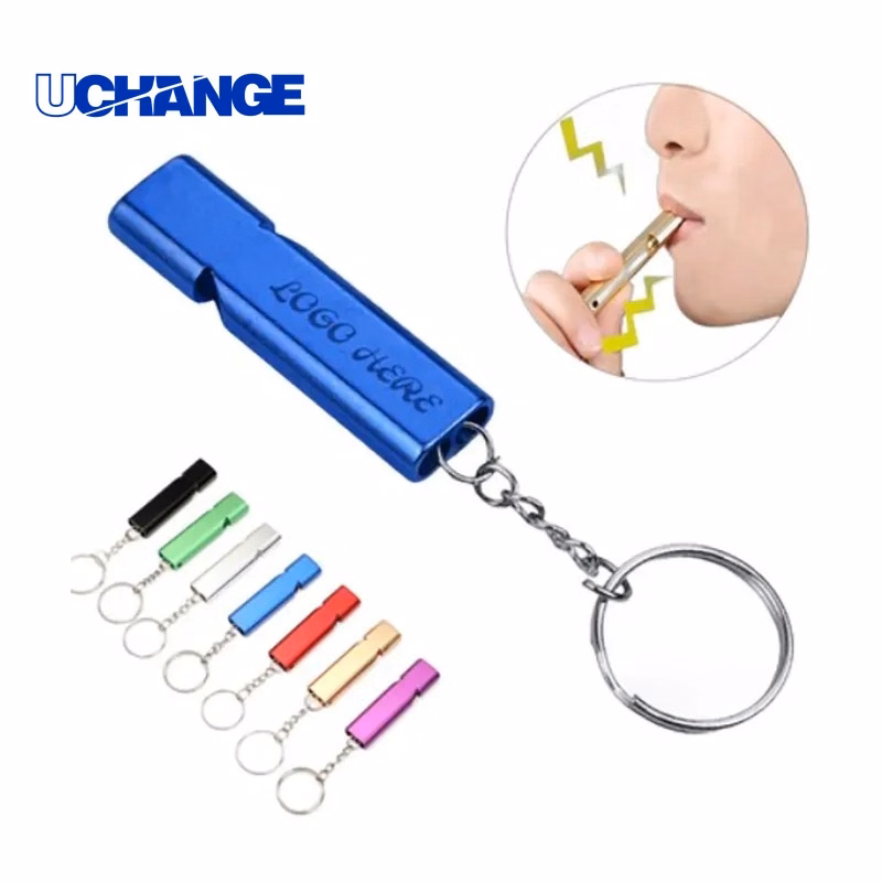 Emergency Survival Double Tube Whistle Keychain for Outdoor Safety