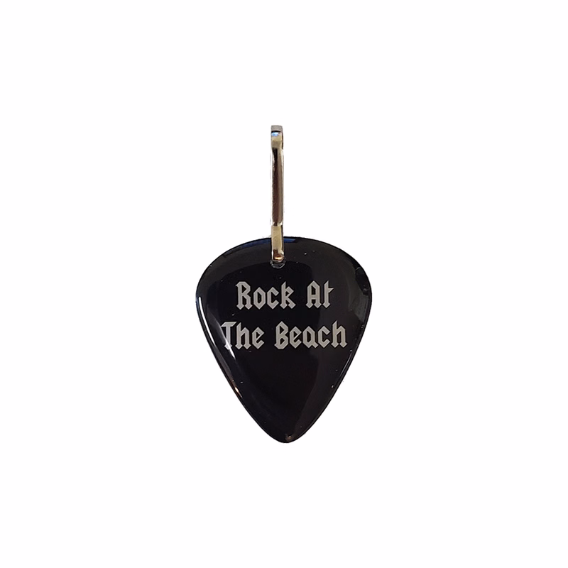 Novelty Pick with Single Sided Imprint with Zipper Pull Attachment