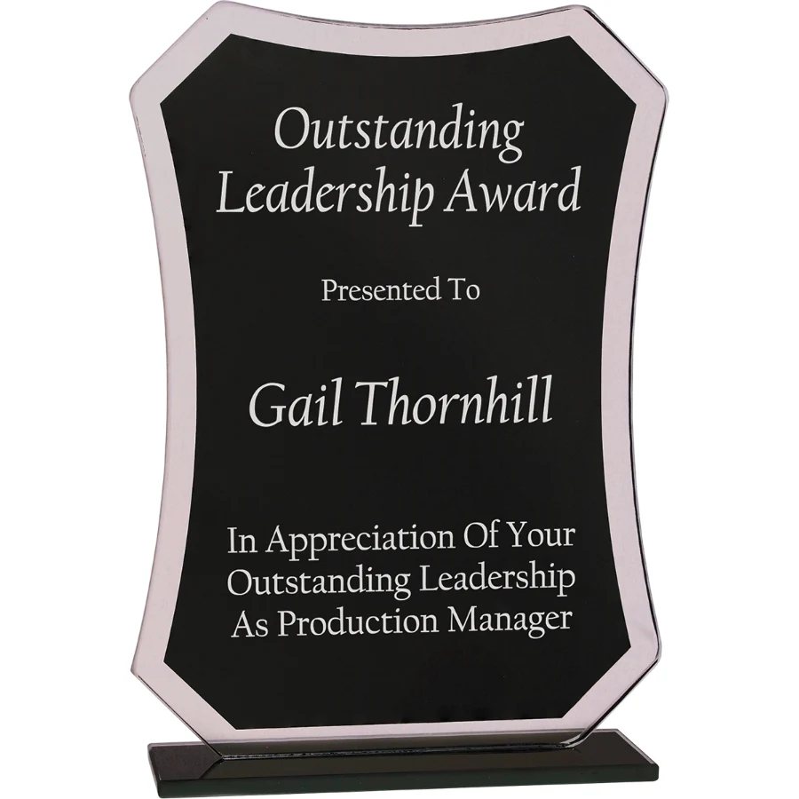 6 1/2" Black Rectangle Reflection Glass Award 1