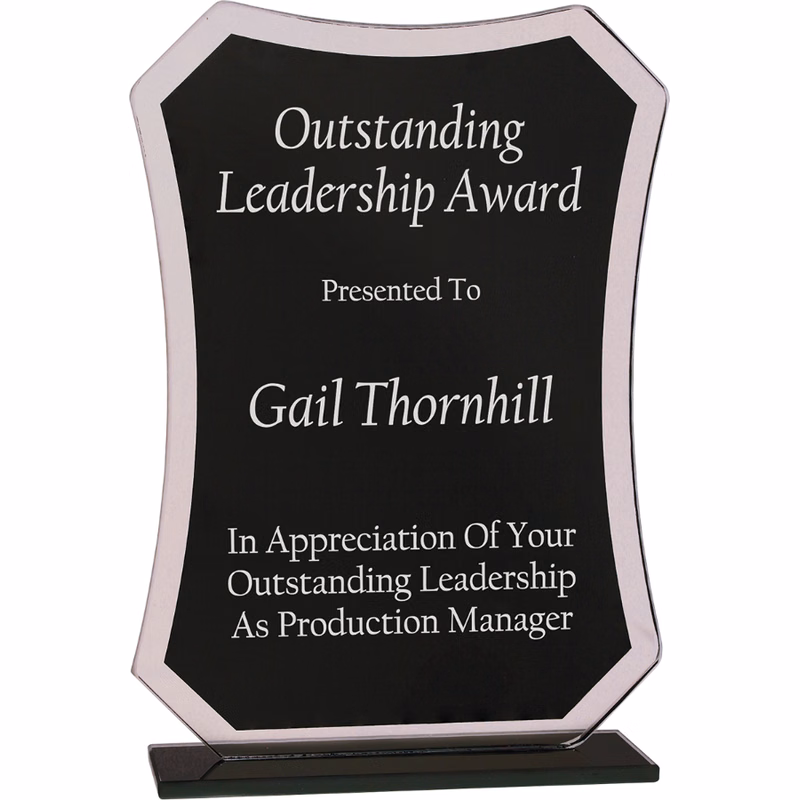 6 1/2" Black Rectangle Reflection Glass Award