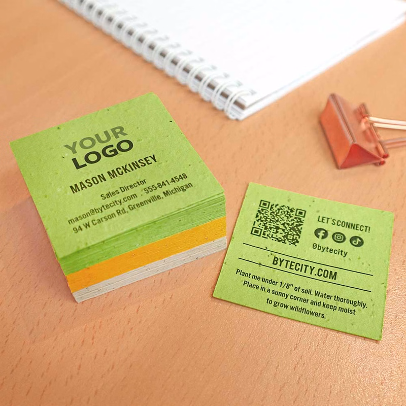 Colorful QR Code Plantable Square Business Cards
