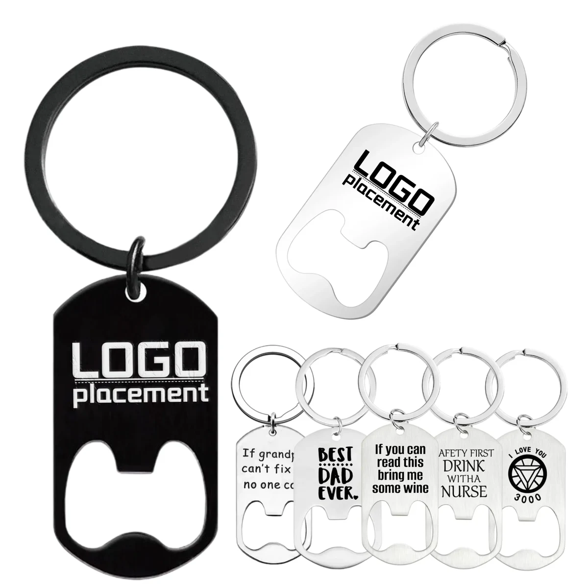 Metal Bottle Opener w/ Split KeyRing AttachmentProduct 1