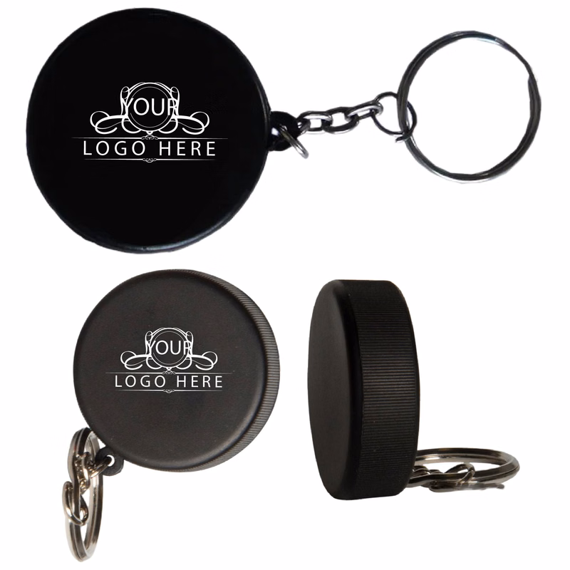 Hockey Puck Stress Reliever Key Chain