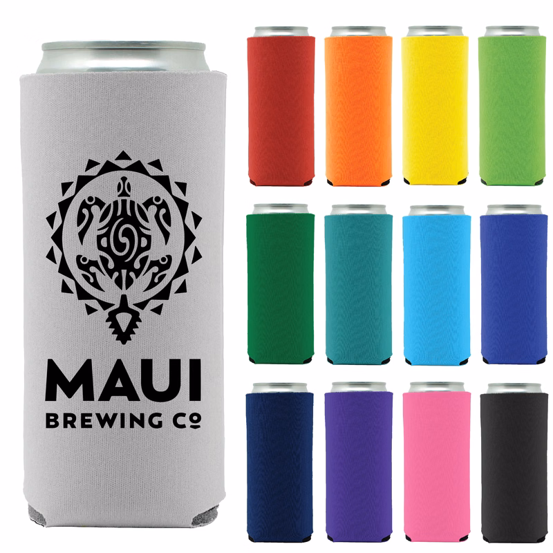 Collapsible Econo 12 oz. Slim Foam Can Cooler - Screen Printed