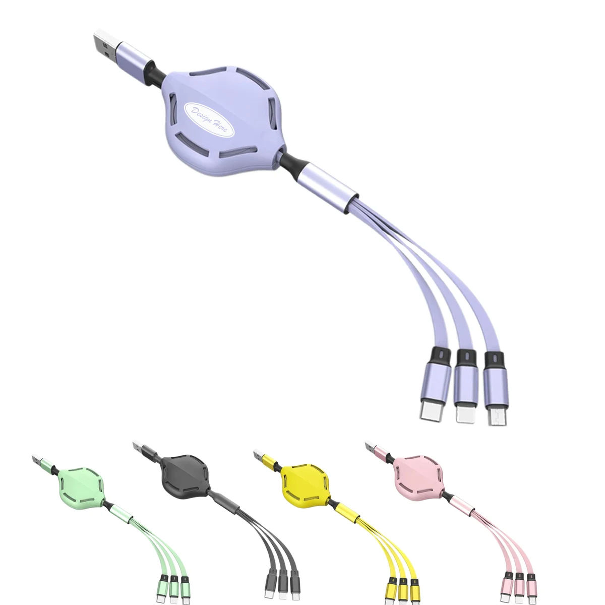Compact 3-in-1 Retractable Charging Cable with Multi USB Options 1