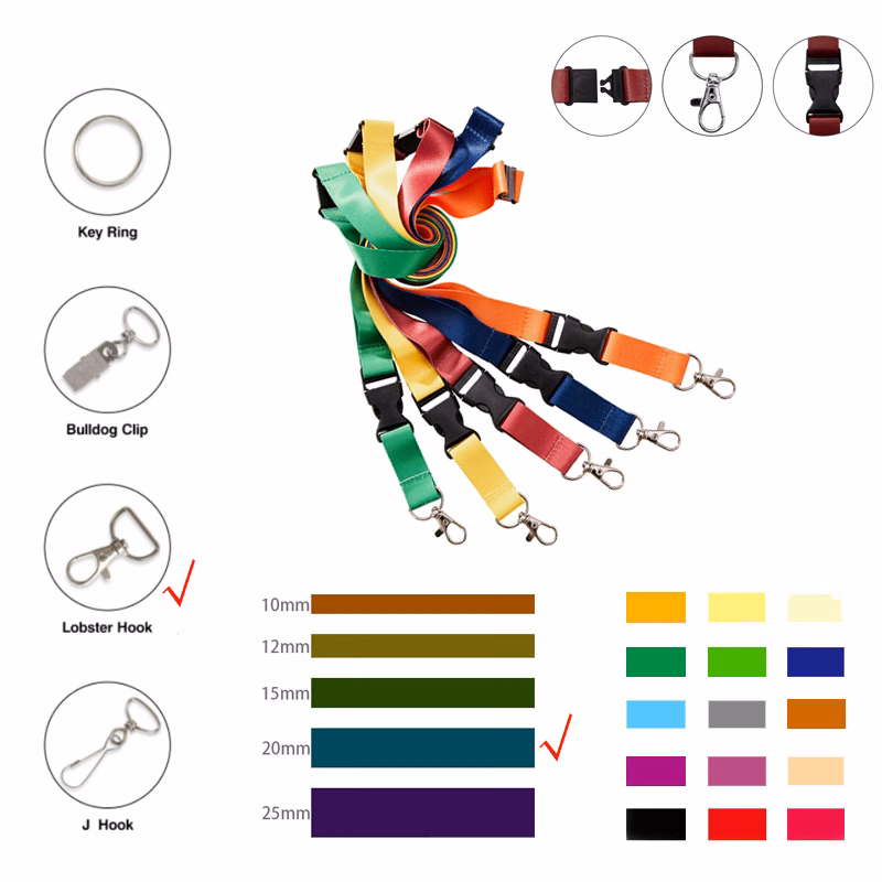3/4" Wide Dye-Sublimated Polyester Lanyard W/ Lobster Hook, Plastic Safety Breakaway & Plastic Buckl