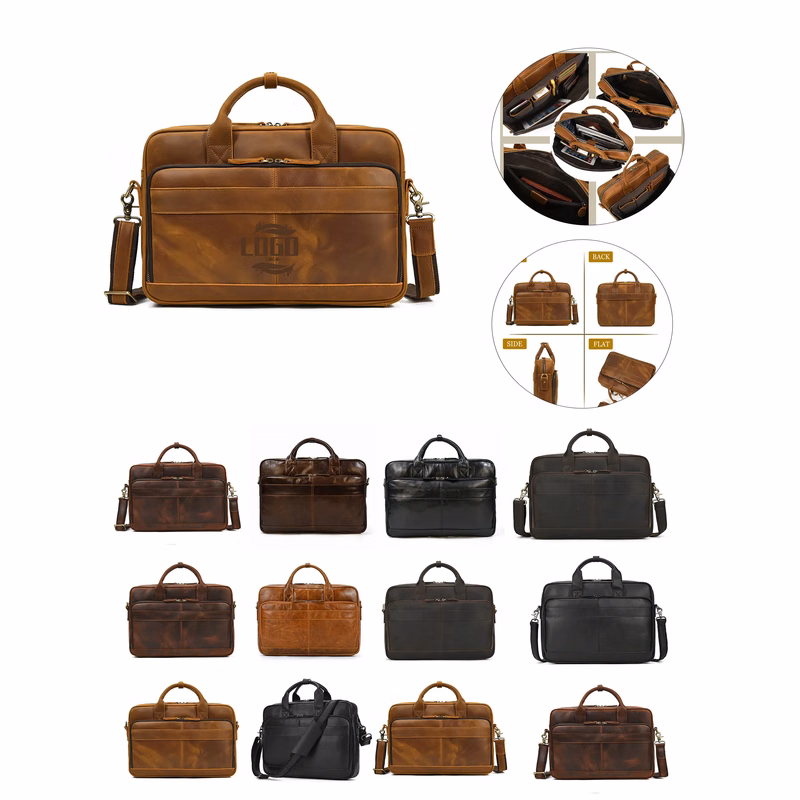 17" x 12" x 3" Cowhide Leather Briefcase