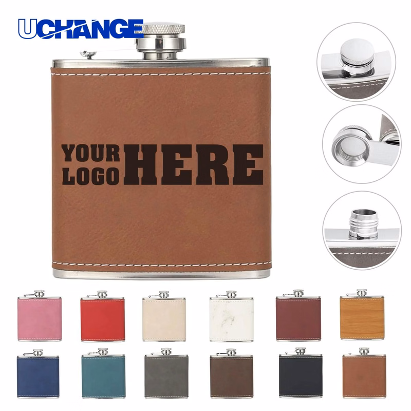 Leather Stainless Steel Vodka Flask Container (6OZ)