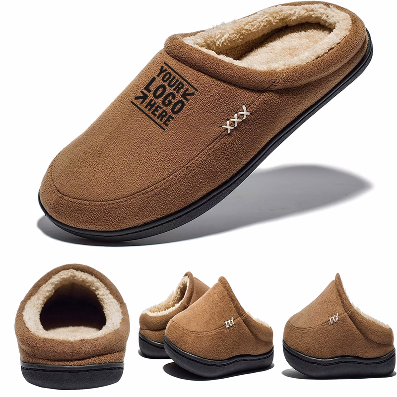 Men's Warm Memory Foam Suede Plush Shearling Lined Slip