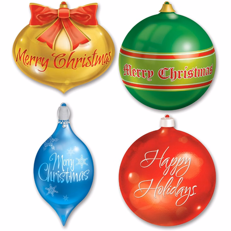 Christmas Ornament Cutouts - 4 Pack 12.5-17"