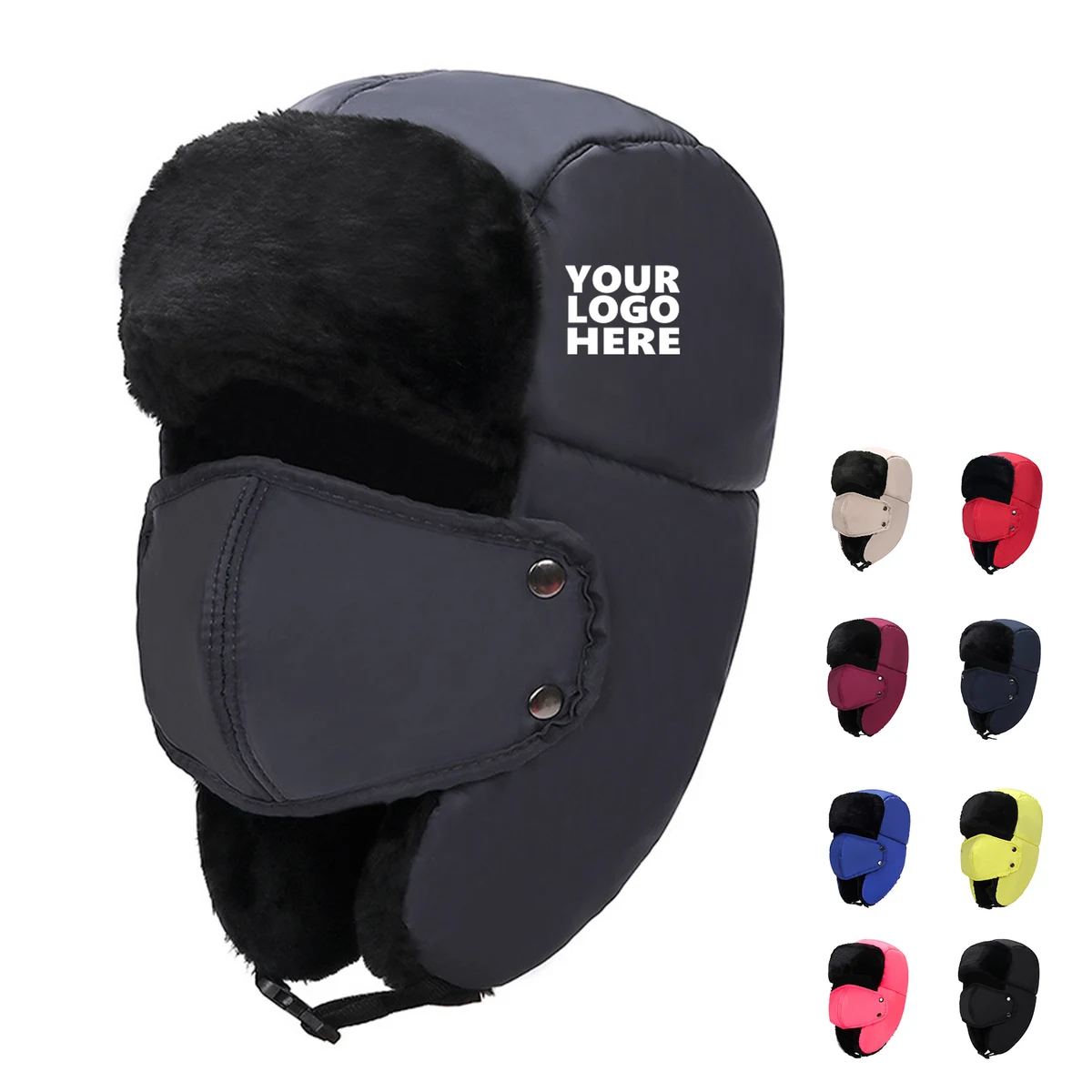 Winter Trapper Hat Ear Flap Chin Strap And Windproof Mask 1