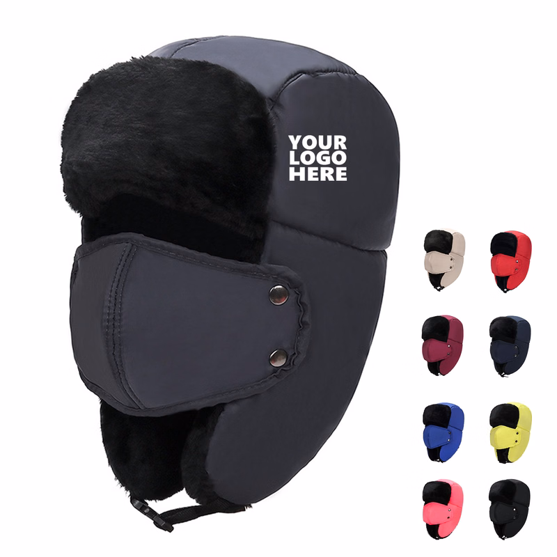 Winter Trapper Hat Ear Flap Chin Strap And Windproof Mask