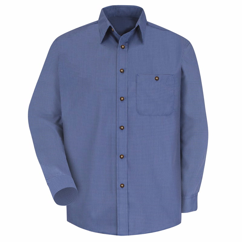 Red Kap® Men's Long Sleeve Mini-Plaid Uniform Shirt
