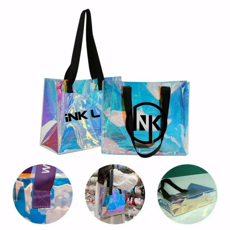 Clear Iridescent Tote Holographic