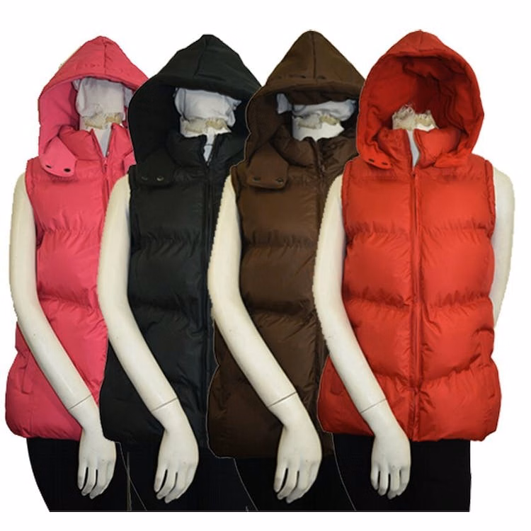 Women's Hooded Puffy Vests - Size S-XL Assorted Colors
