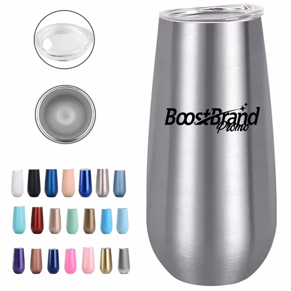 Custom 6 oz Stainless Steel Insulated Stemless Tumbler with Lid — Drinkware Promo