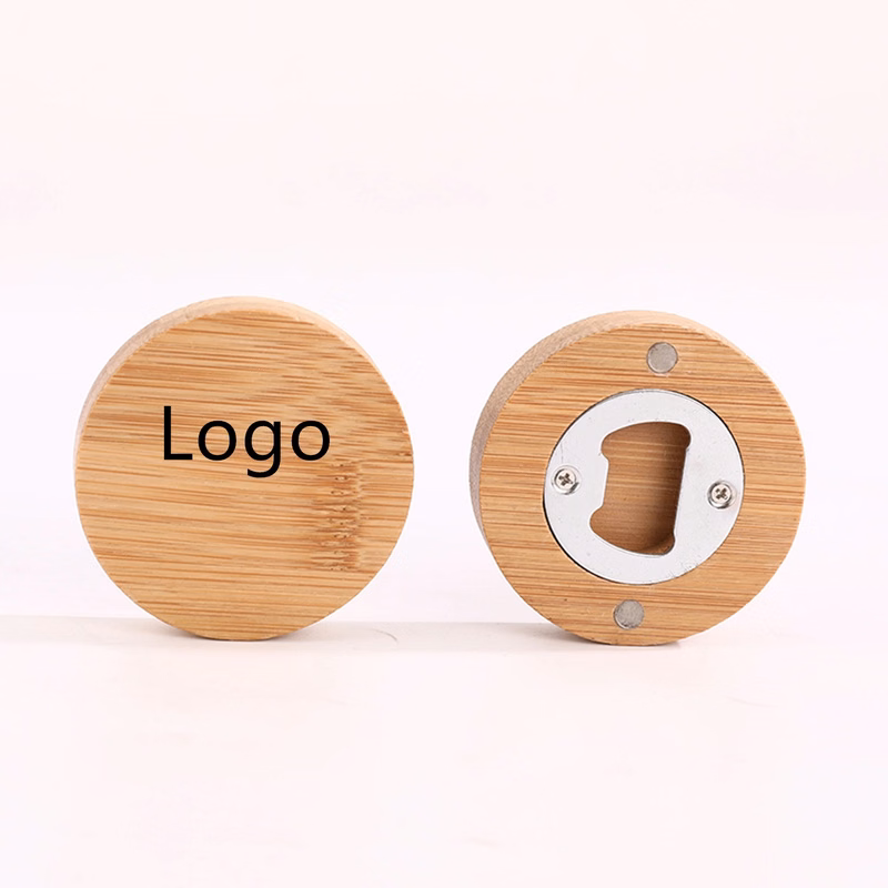 Round Magnetic Bamboo Bottle Opener