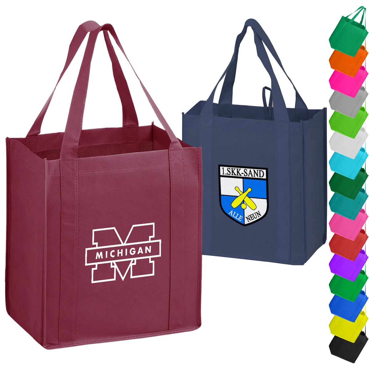 Heavy Duty 100GSM Non-Woven Grocery Tote Bag w/ Gusset (13" x 15" x 10") 1