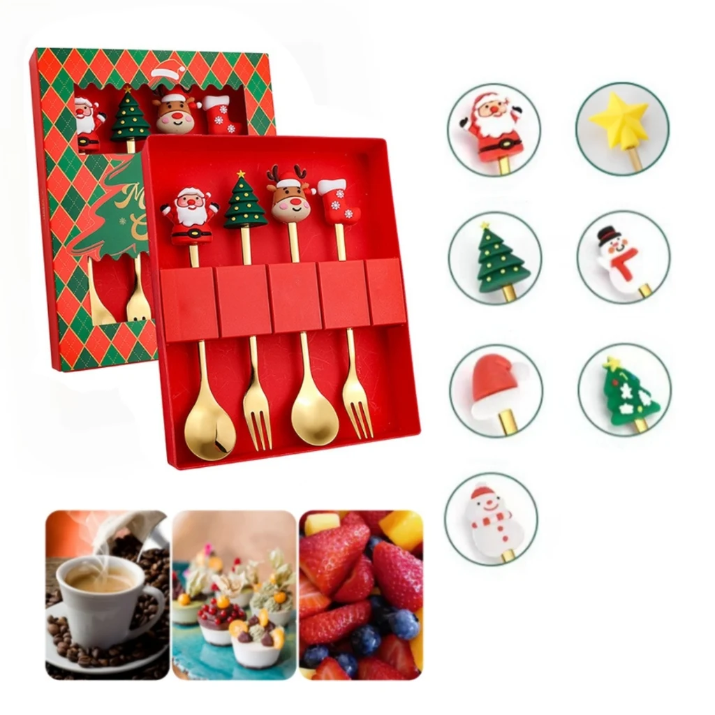 Christmas Dessert Spoon & Fork (4 pcs) 1