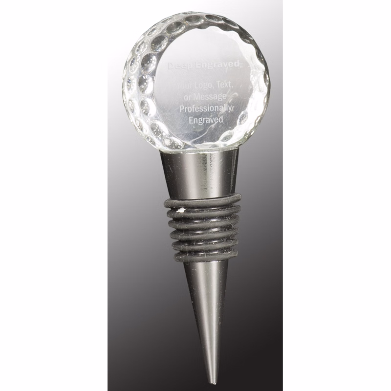 4" Crystal Golf Ball Wine Stopper Award