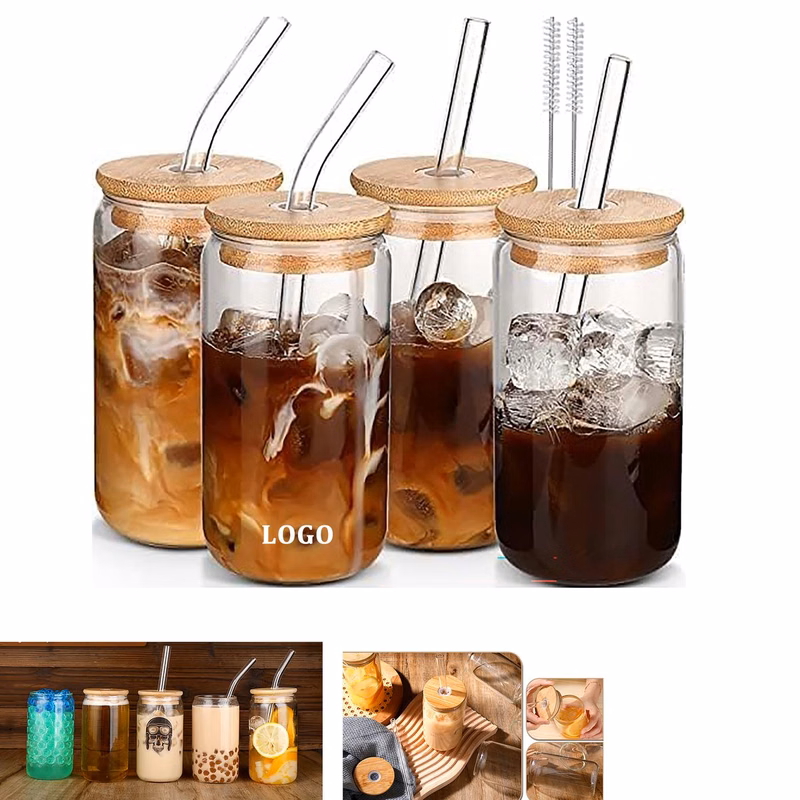 16 Oz Cola Cup with Bamboo Lid and Straw