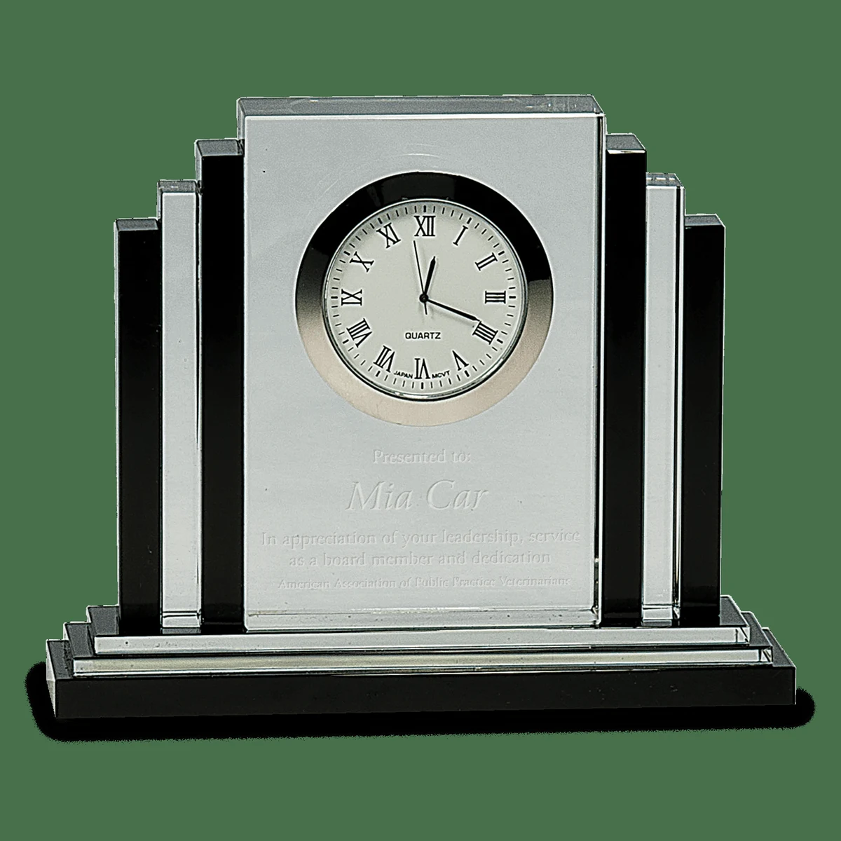 6" Clear Crystal with Clock and Black Crystal Trim 1
