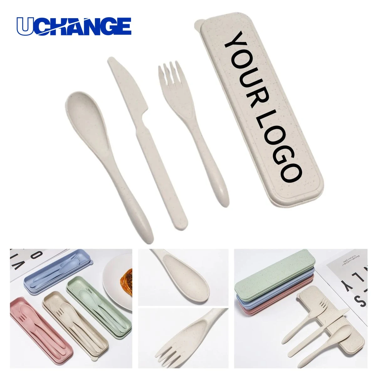 Wheat Straw Cutlery Set for Travel Dining 1