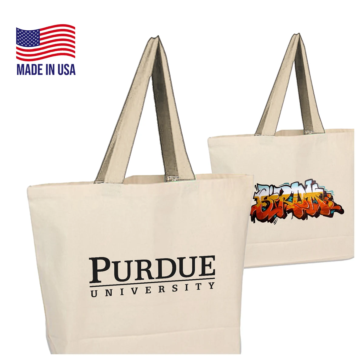 USA-Made Extra Large 12 oz. Cotton Canvas Tote Bags W/ Gusset (19" x 14" x4") 1