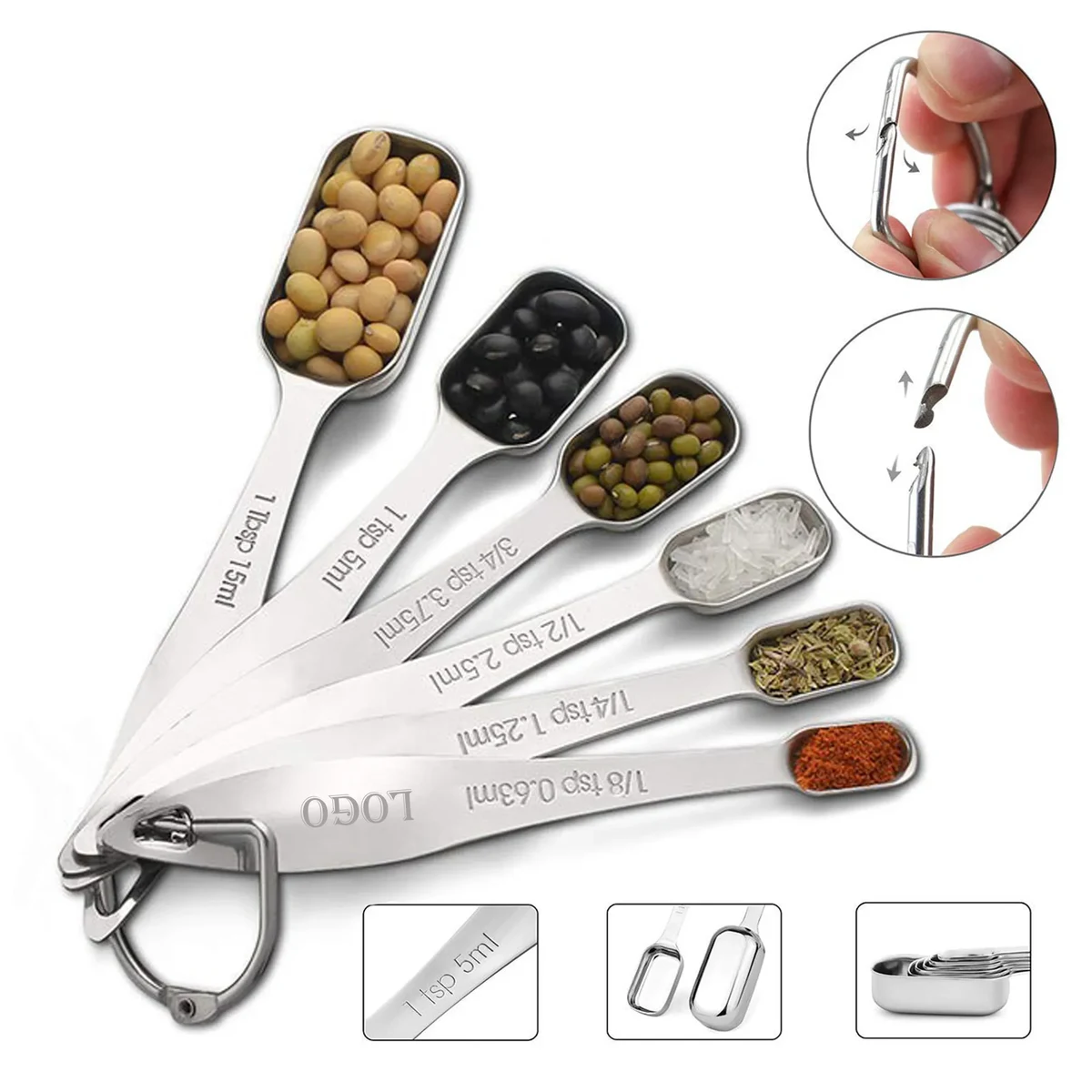 MOQ 20 Stainless Steel Measuring Spoon Set Precision 1