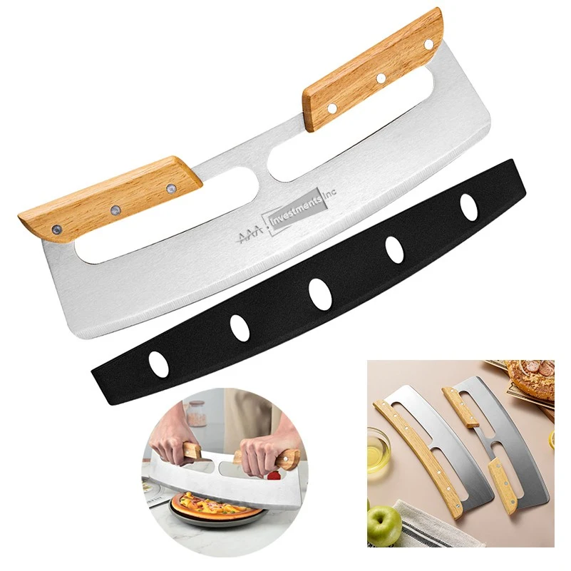 Pizza Cutter Rocker with Wooden Handles 1