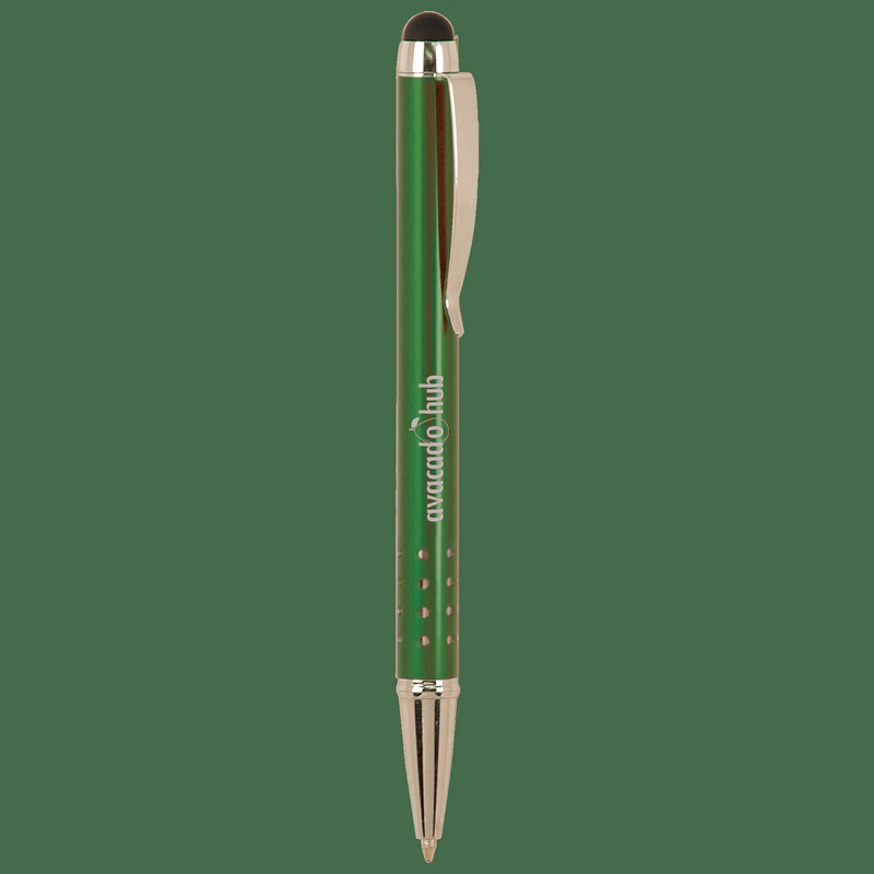 Green with Silver Trim Pen with Stylus
