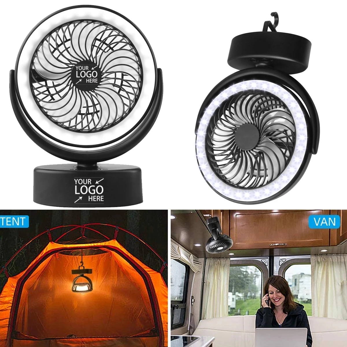 Portable Camping Fan With Led Lantern 1