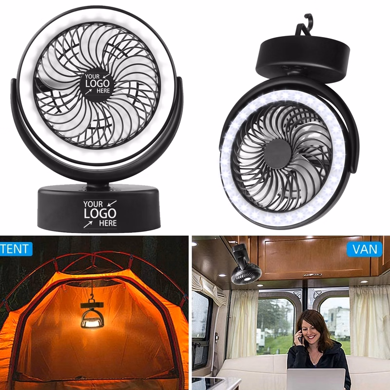 Portable Camping Fan With Led Lantern