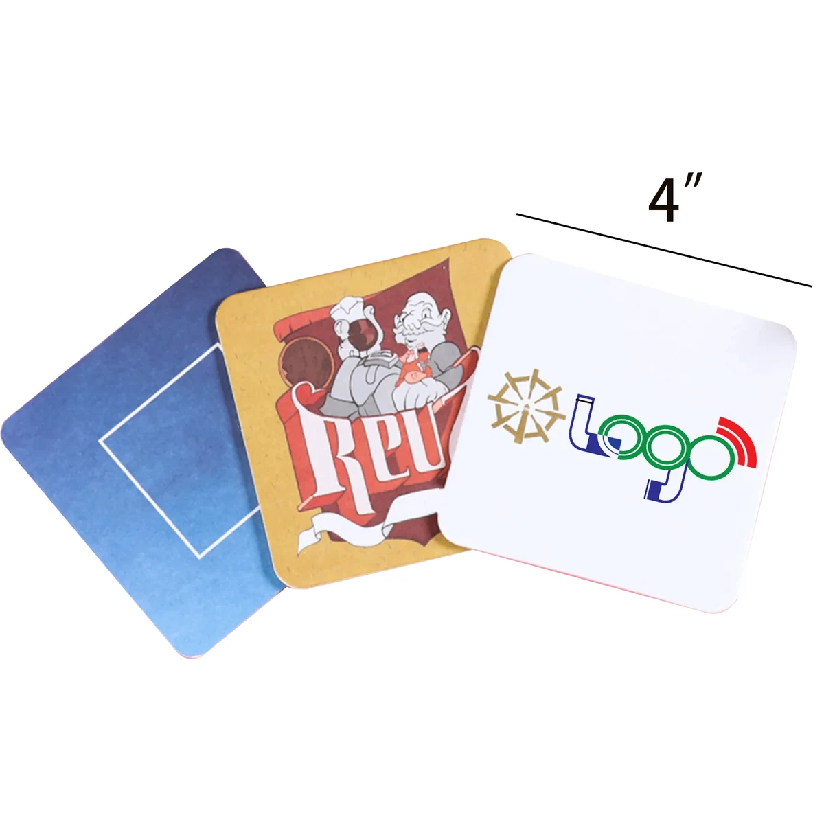 Double Sided Customized 4" Square Paper Coaster 1