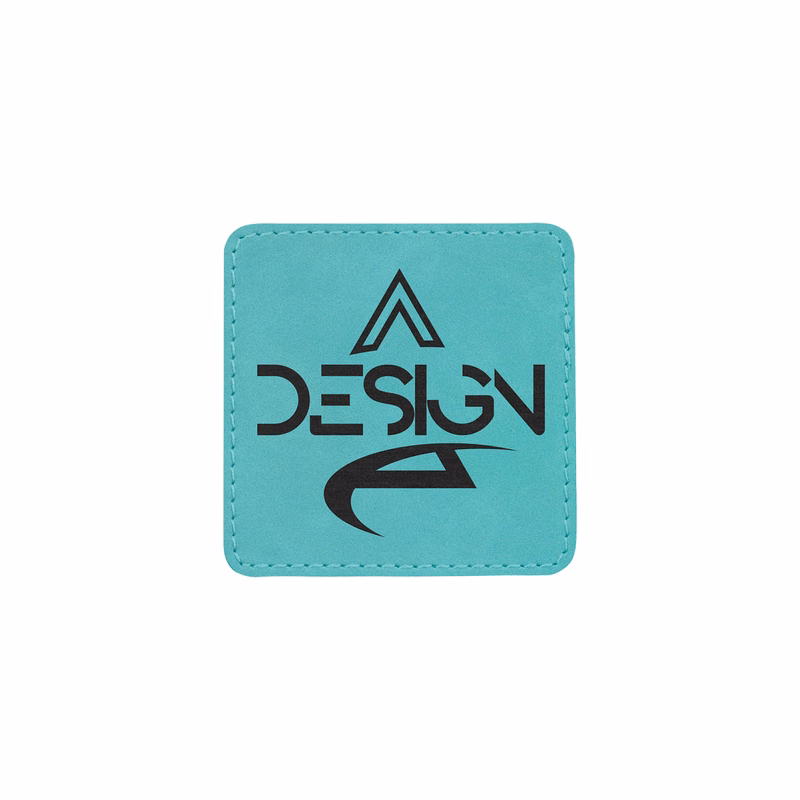3" Teal Leatherette Square Patch with Adhesive